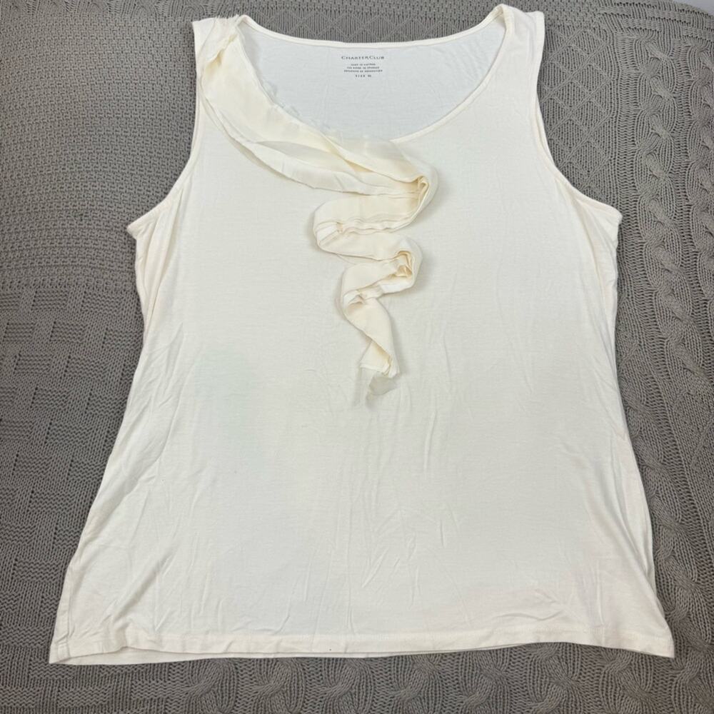 Charter Club Elegant White Sleeveless Tank Top XL